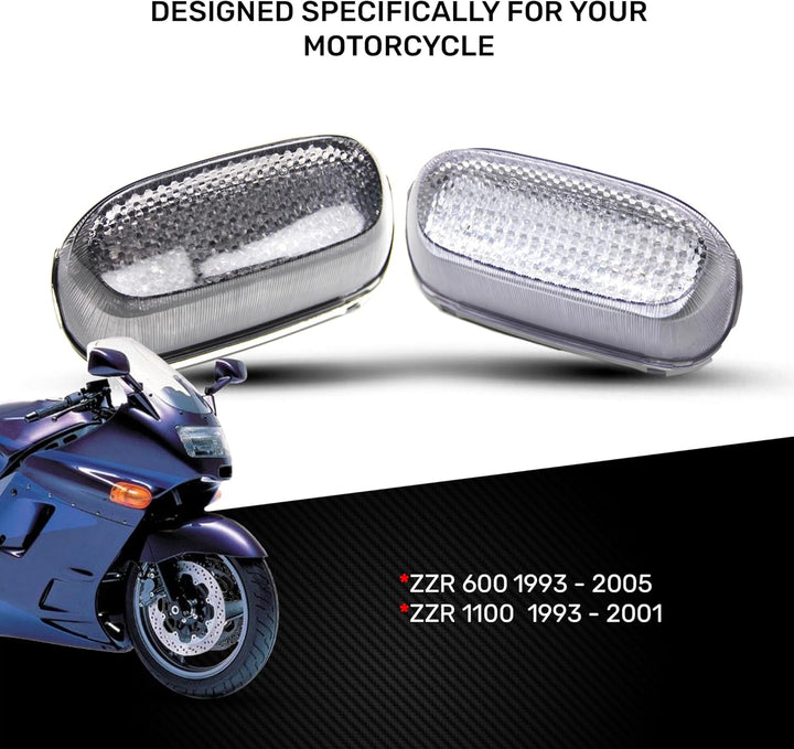 aVDB-moto LED-Bremslicht mit integrierten Blinker kompatibel mit Kawasaki ZZR 600 1993/2005, ZZR1100