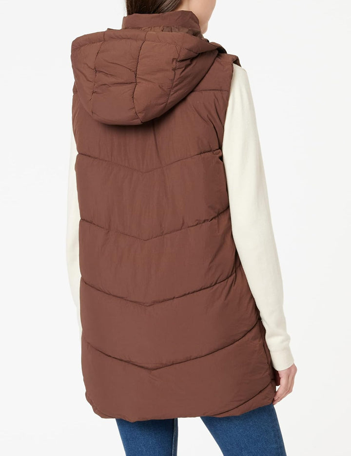 PIECES Damen Pcjamilla Short Puffer Vest Noos Bc XS Chicory Coffee, XS Chicory Coffee