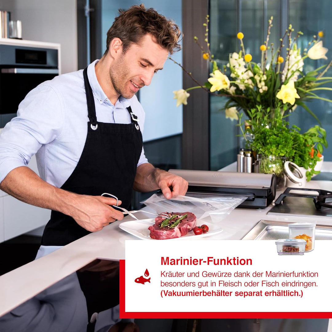 Solis Vakuumierer Vac Prestige mit Pulse- und Marinierfunktion, Vorteilspack mit kompostierbaren Fol