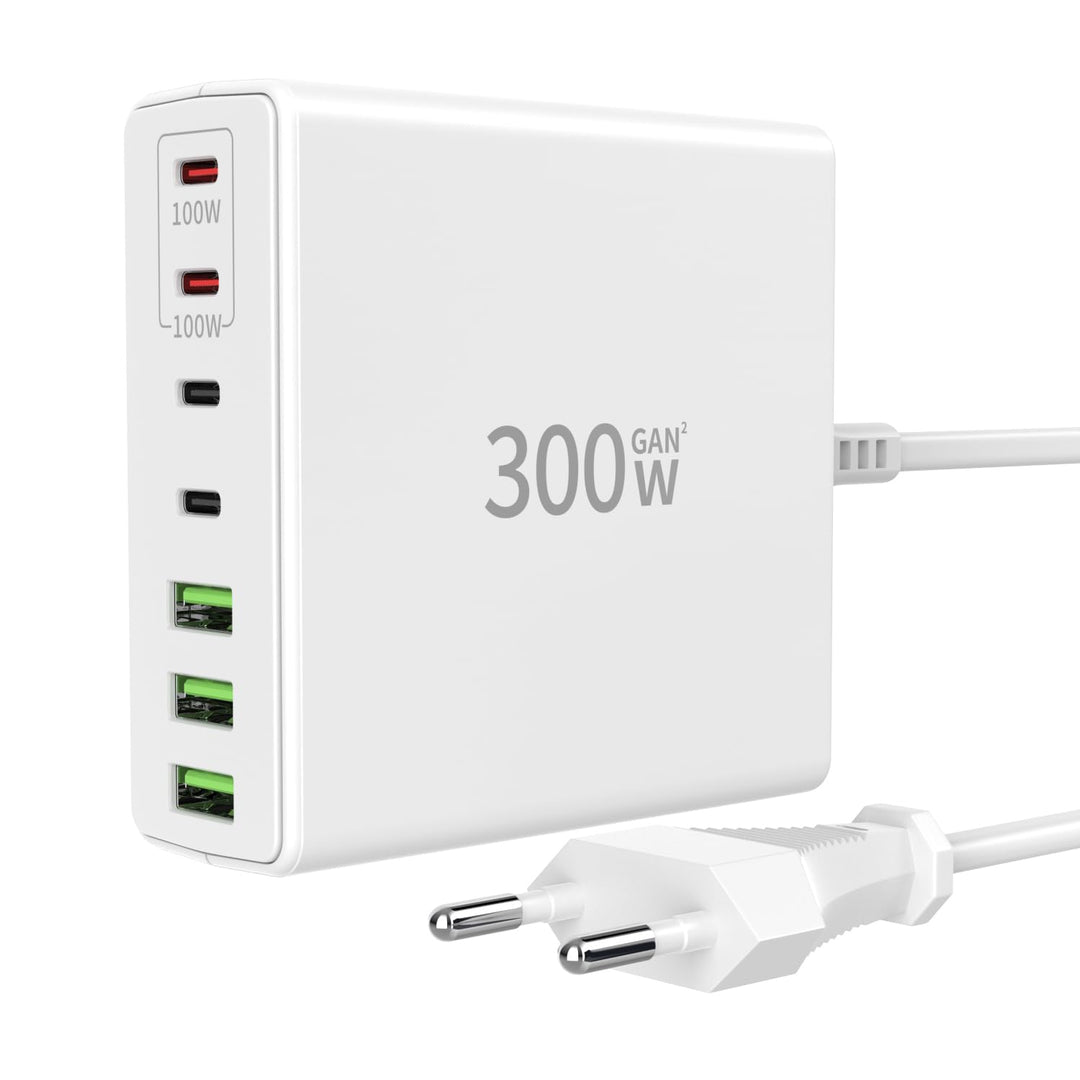 FINIBO 300W USB C Ladegerät Mehrfach: 7-Ports USB Schnellladegerät mit 4 USB-C und 3 USB-A, USB Char
