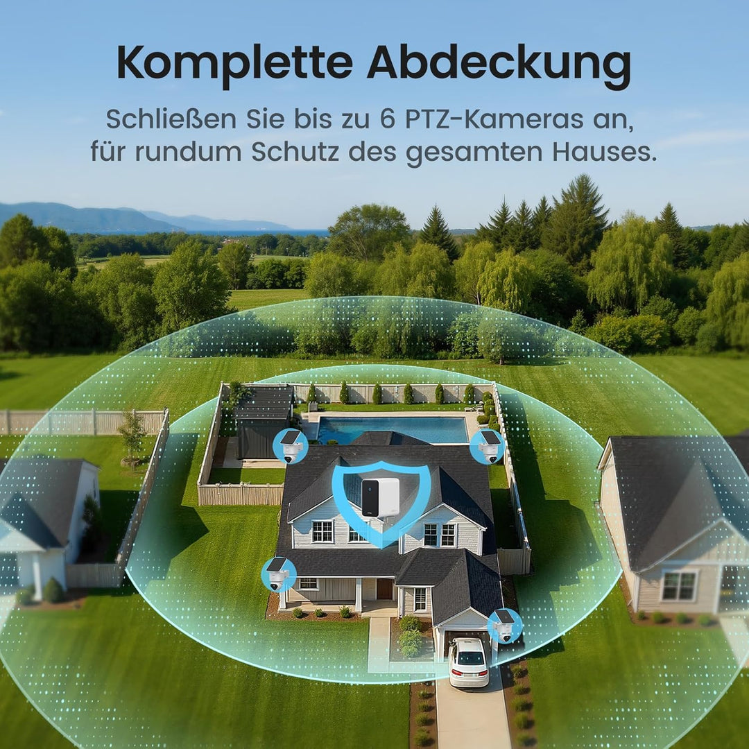 aosu T2 Ultra 4K UHD Überwachungskamera Aussen Solar Akku für aosuCortex, 2 Cam-Kit, TrueColor Nacht