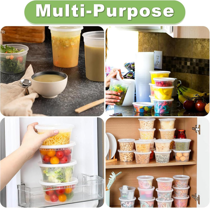 24 Sets Deli Container, 12oz&24oz, Kunststoffbehälter mit Deckel, Deli Cups & Food Container - BPA-f