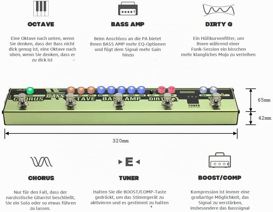 Valeton Multi Effekte Pedal Dapper Bass DI Vorverstärker Stage Session Gigging Gear