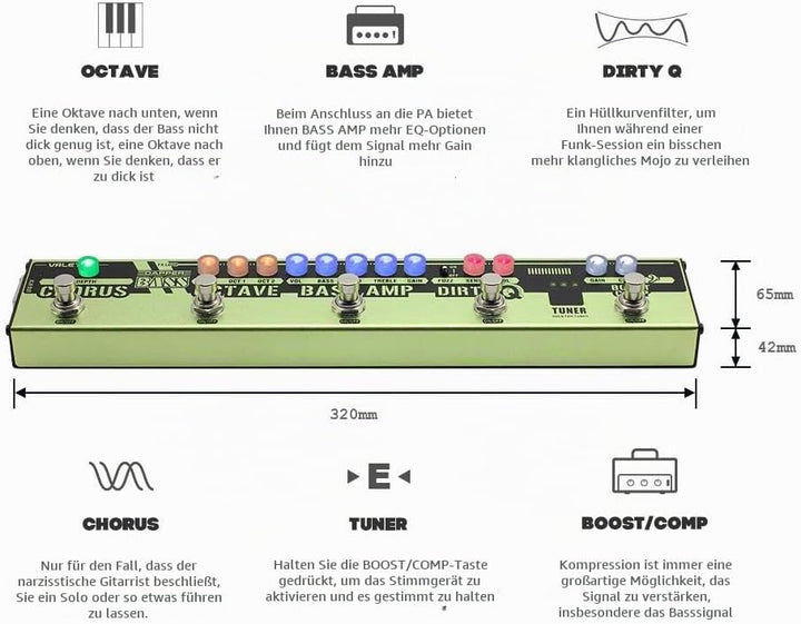 Valeton Multi Effekte Pedal Dapper Bass DI Vorverstärker Stage Session Gigging Gear