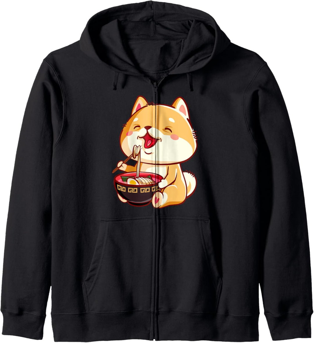 Shiba Inu Eats Ramen Noodles Funny Japanese Anime Kapuzenjacke