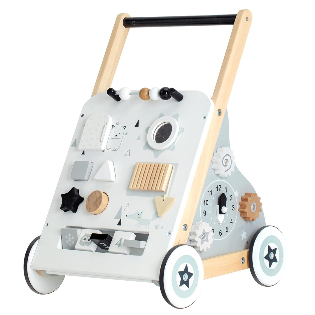 Labebe Lauflernwagen holz, 8-in-1 Verwendung als Laufwagen, Baby Lauflernhilfe Holz mit gummierten H