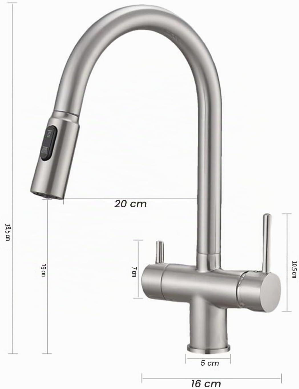3 Wege Wasserhahn Küche Ausziehbar Messing 2 Griffe 3 Wege Wasserhahn Osmose Schwenkbar Einzelloch-S
