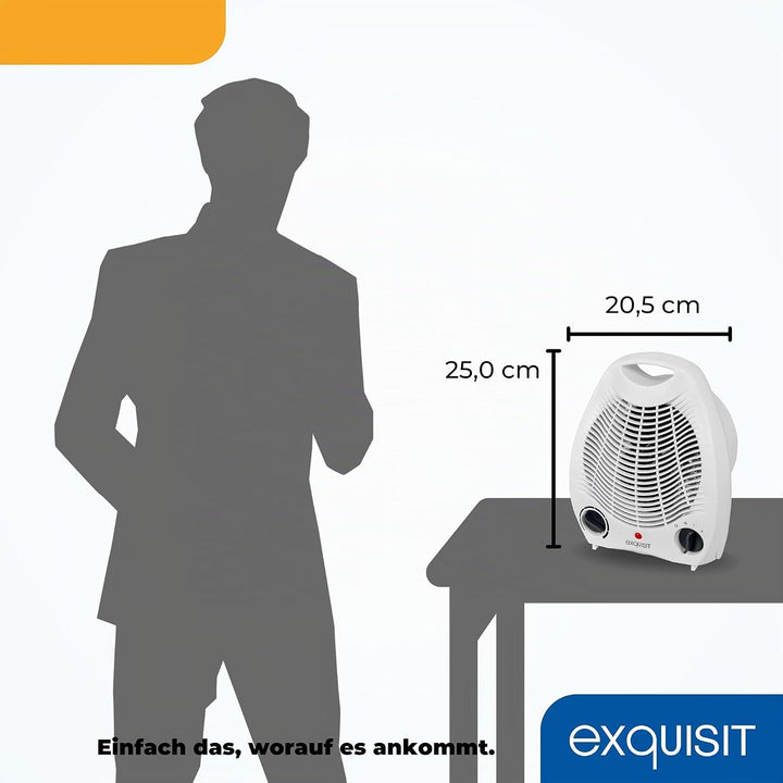 Exquisit Heizlüfter HL 32025 we | 2 Heizstufen (1000/2000 Watt) | Kaltstufe (Ventilator-Modus) | wei