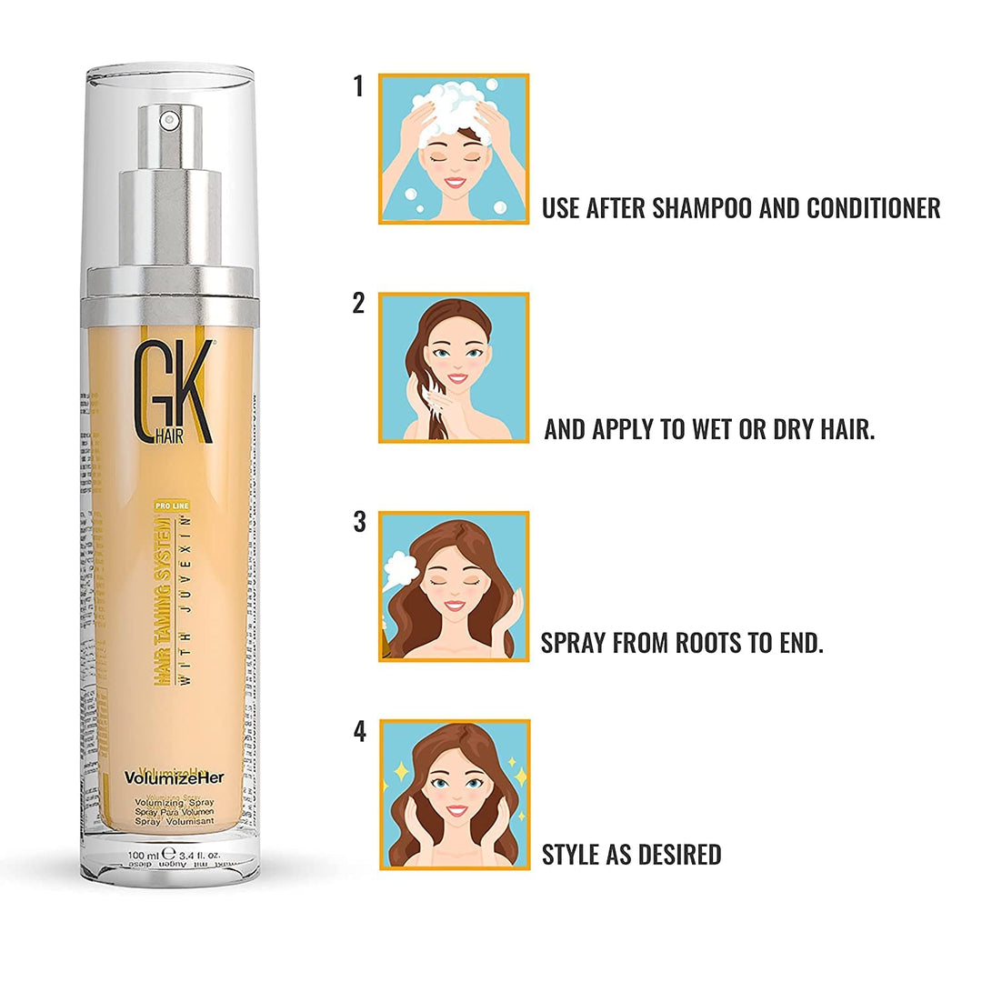 GK HAIR Global Keratin Volumizeher Spray (100ml/ 3.4 Fl Oz) Haarverdickungsspray für Frauen und Männ