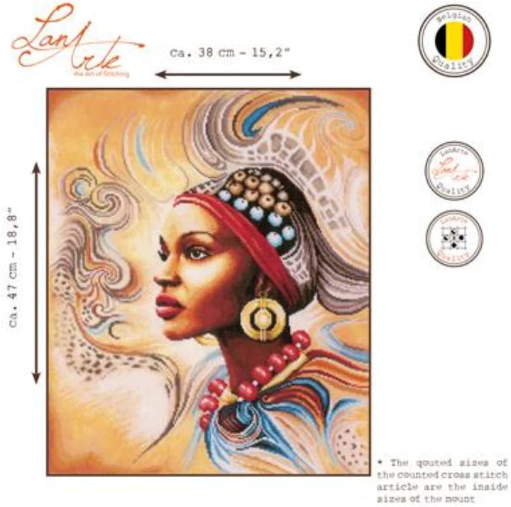 Lanarte Zählmusterpackung Afrika Zählstoff Kreuzstichpackung, Baumwolle, Mehrfarbig, 38 x 47 x 0.3 c