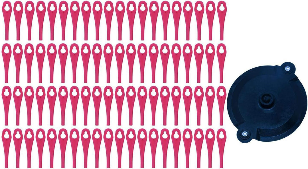 Kunststoffmesser Set (80er Pack) mit Schneidscheibe, für Parkside Akku Rasentrimmer PRTA 20 Li A1 -