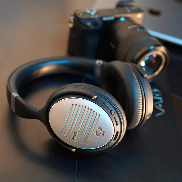 Smpl Noise Cancelling Kopfhörer - Bluetooth-Over-Ear-Kopfhörer, mit Mikrofon zum Anrufen, 16-Stunden