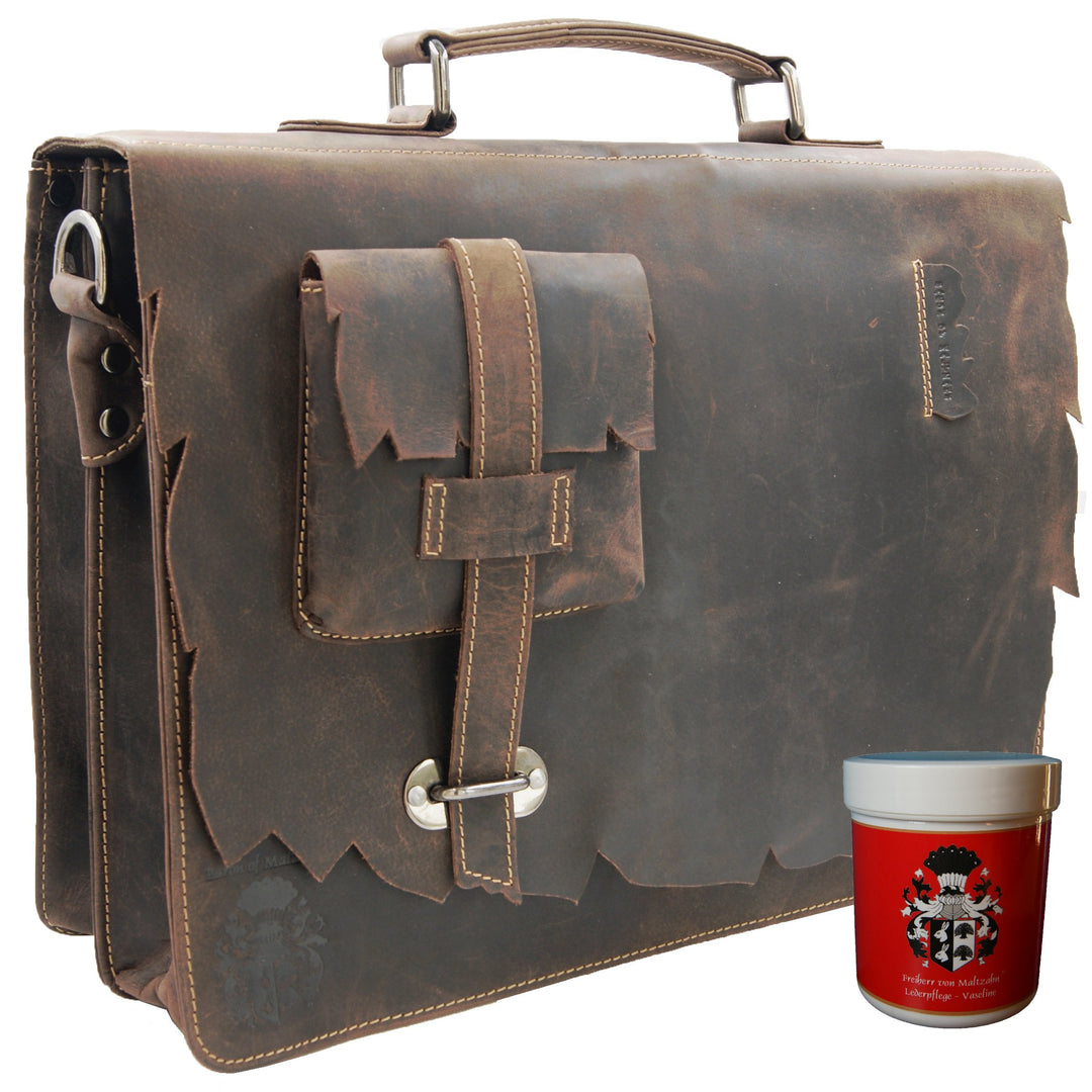 Freiherr von Maltzahn Aktentaschen Laptoptasche SHATTERHAND, 41 cm, braun, Western-Leder, L251 + Led