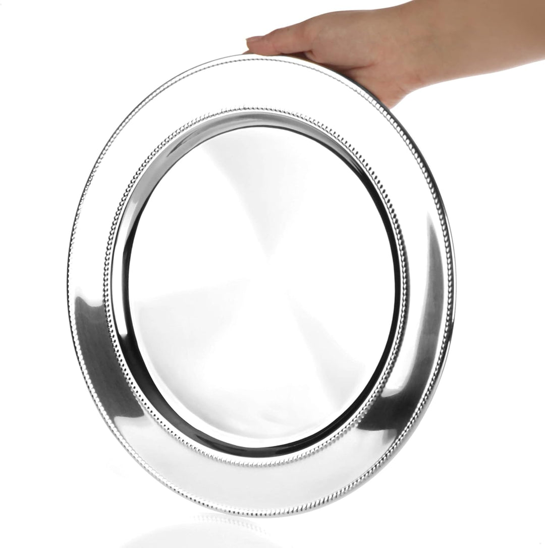 com-four® Servierplatte - Dekoteller aus Edelstahl Ø 33 cm - rundes Tablett zum Servieren und Dekori