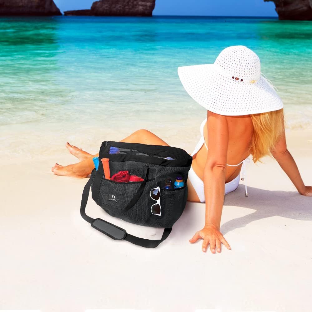 Red Suricata Ra-rso-lamebeba1 Netz-Strandtasche Schwarz / Schwarz, Schwarz / Schwarz