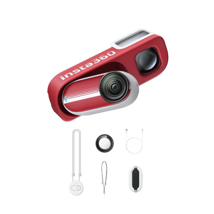 Insta360 GO 3S Retro-Bundle Sonderedition 64 GB Rot–Kleine 4K Vlogging-Kamera, Freihand-POV-Kamera,