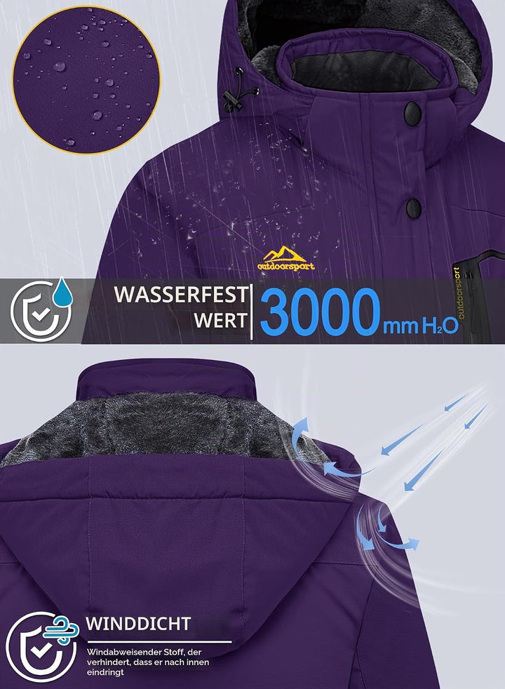 MAGCOMSEN Winterjacke Damen Softshell Funktionsjacke Wasserabweisende Outdoor Ski Jacke Fleece Windd
