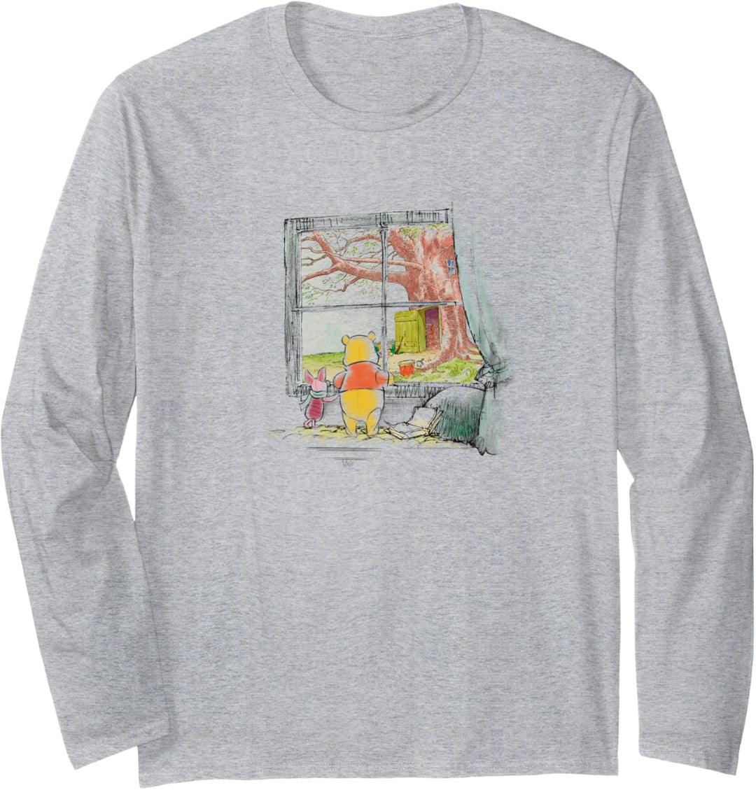 Disney Winnie The Pooh & Piglet Looking Out The Window Langarmshirt