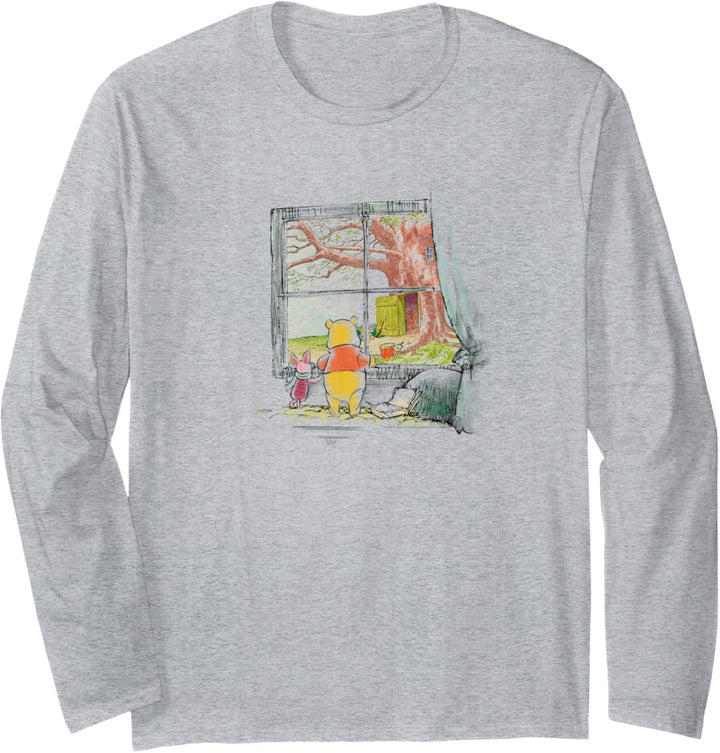 Disney Winnie The Pooh & Piglet Looking Out The Window Langarmshirt