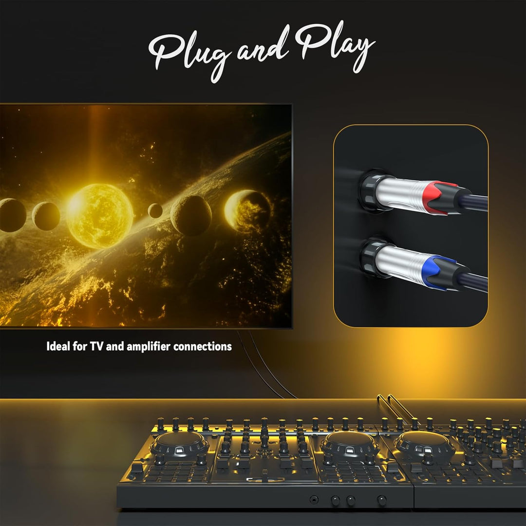 Tisino Cinch auf Klinke 6,3, 2x Cinch auf 2x Grosse Klinke Mono Audio Kabel für AV Receiver, Verstär