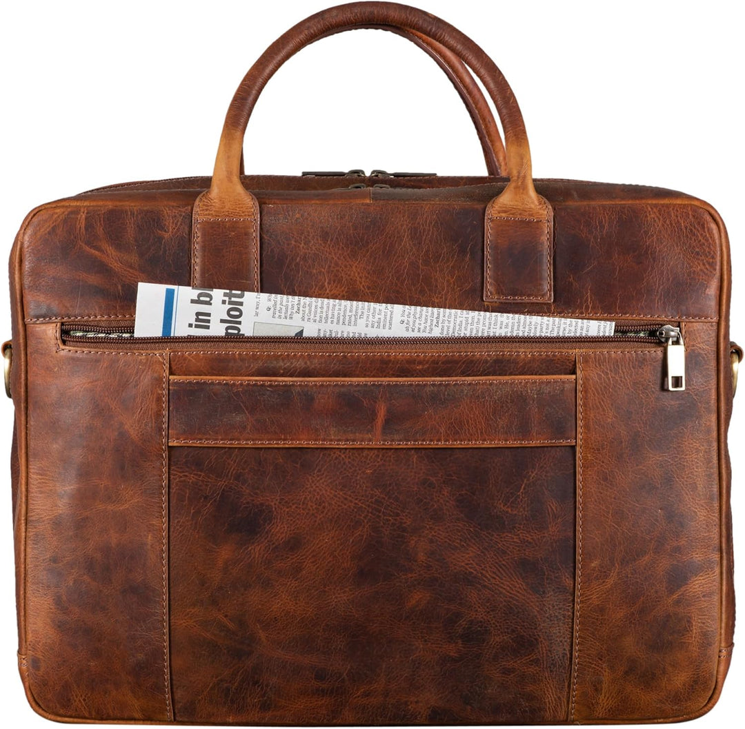 STILORD 'Dawson' Leder Aktentasche Umhängetasche mit Laptopfach 15,6 Zoll Vintage Bürotasche DIN A4