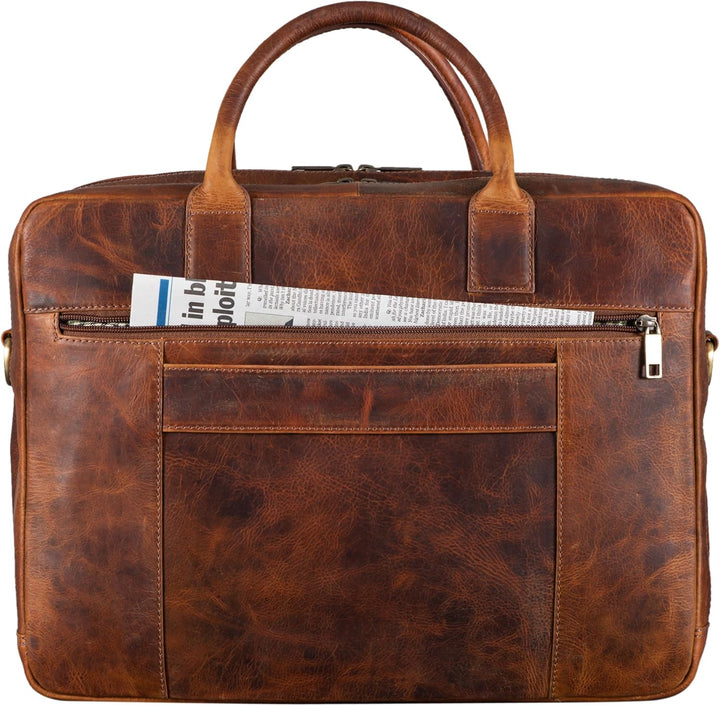 STILORD 'Dawson' Leder Aktentasche Umhängetasche mit Laptopfach 15,6 Zoll Vintage Bürotasche DIN A4