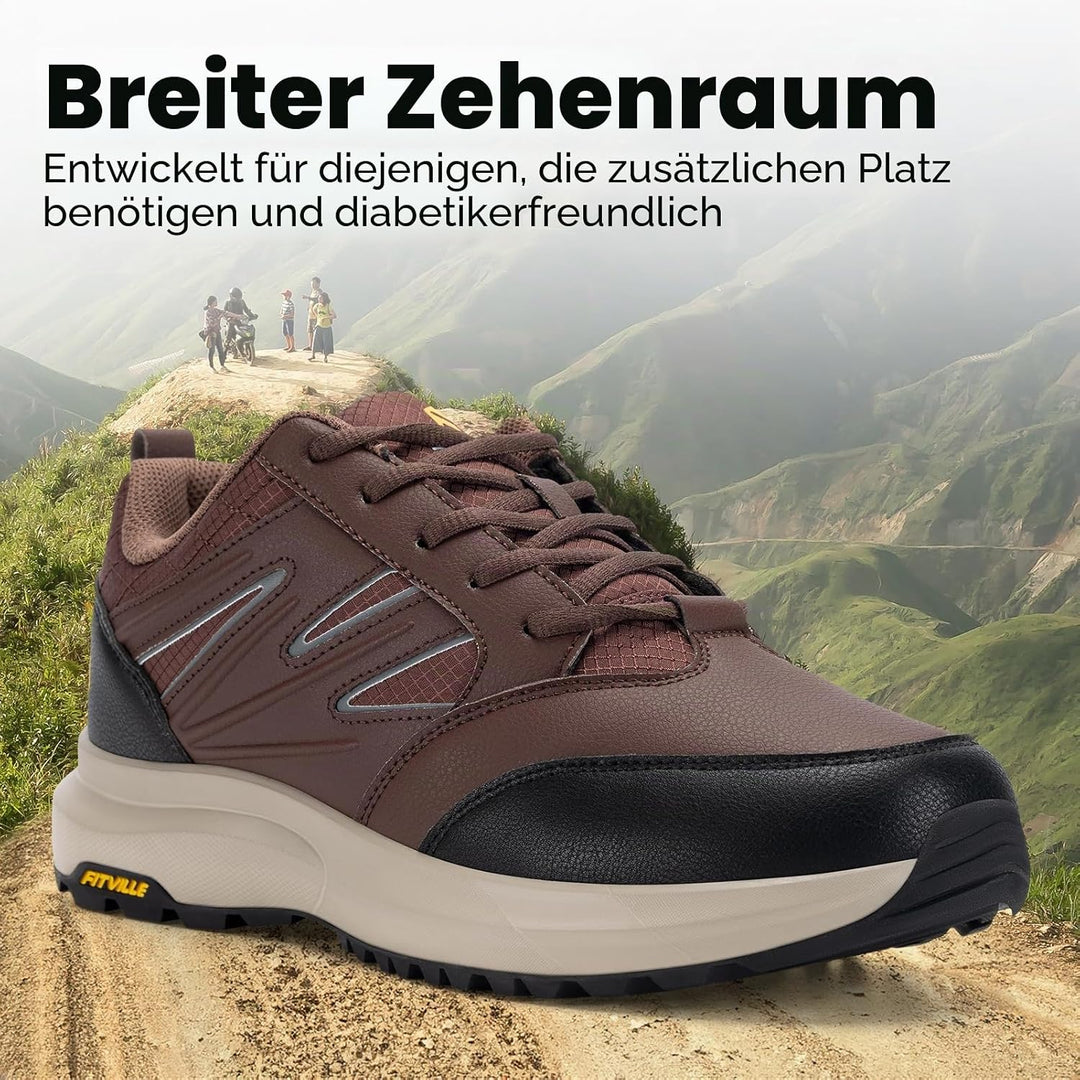 FitVille Extra weit Wanderschuhe Herren Wasserdicht Wanderhalbschuhe rutschfest Trekkingschuhe für a