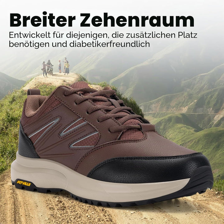 FitVille Extra weit Wanderschuhe Herren Wasserdicht Wanderhalbschuhe rutschfest Trekkingschuhe für a