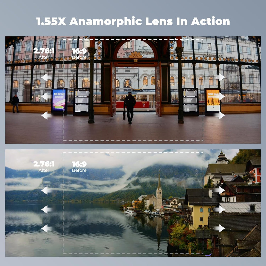 Freewell 1,55x anamorphes Objektiv für iPhone & Samsung - 3-in-1 Streak (Neutral, Gold, Blau) - Cine