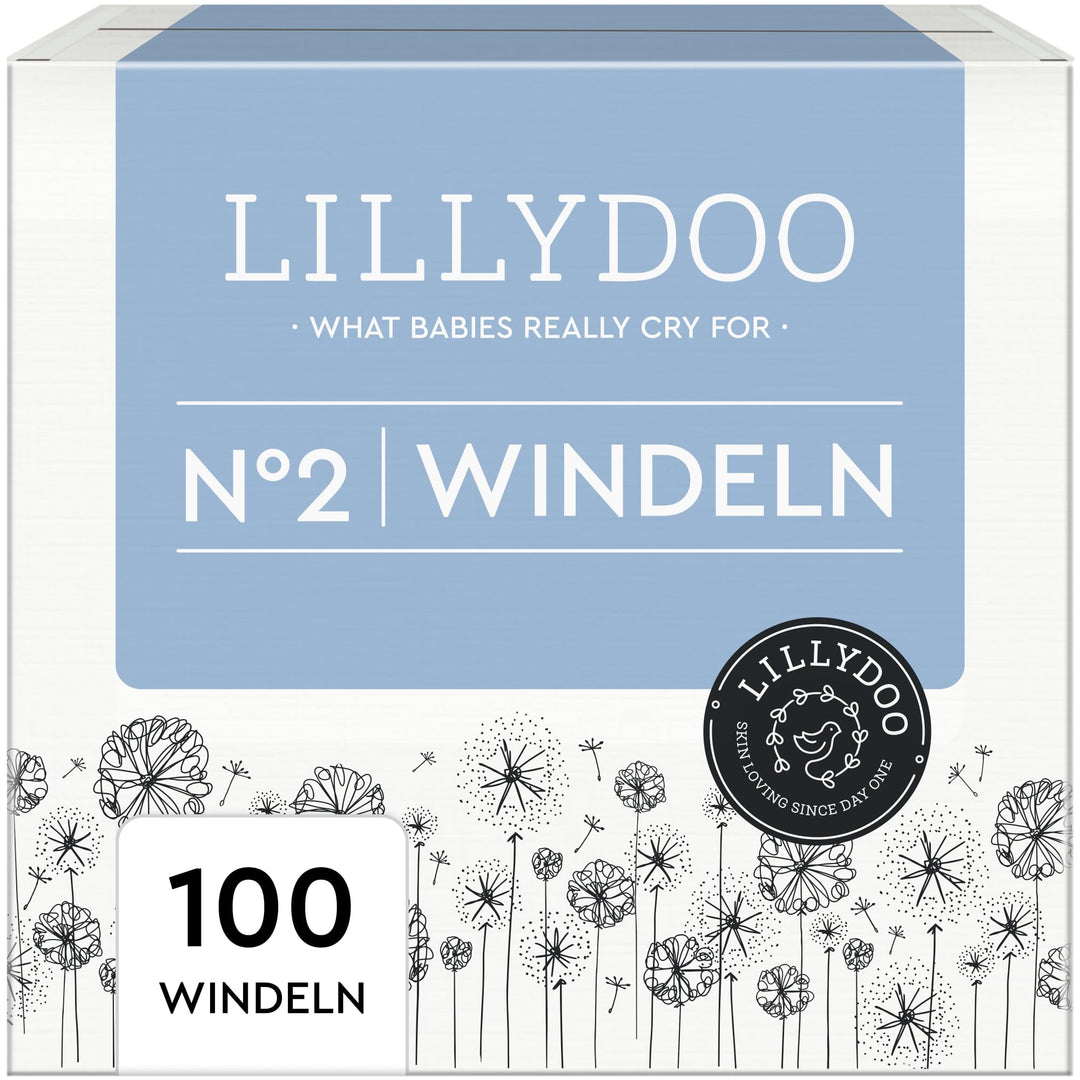 LILLYDOO hautfreundliche Windeln Grösse 2 (4-8 kg), Halbmonatsbox (100 Windeln) (FSC-Mix) Grösse 2 (