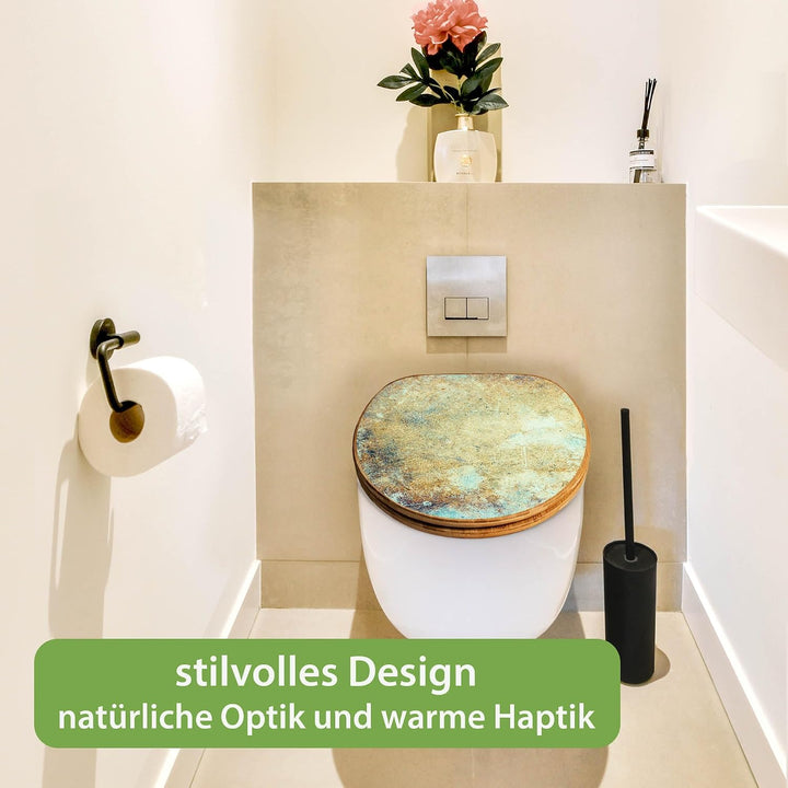 banjado Design WC Sitz Bambus Absenkautomatik 45,8x37,5cm - Toilettendeckel mit Absenkautomatik Holz