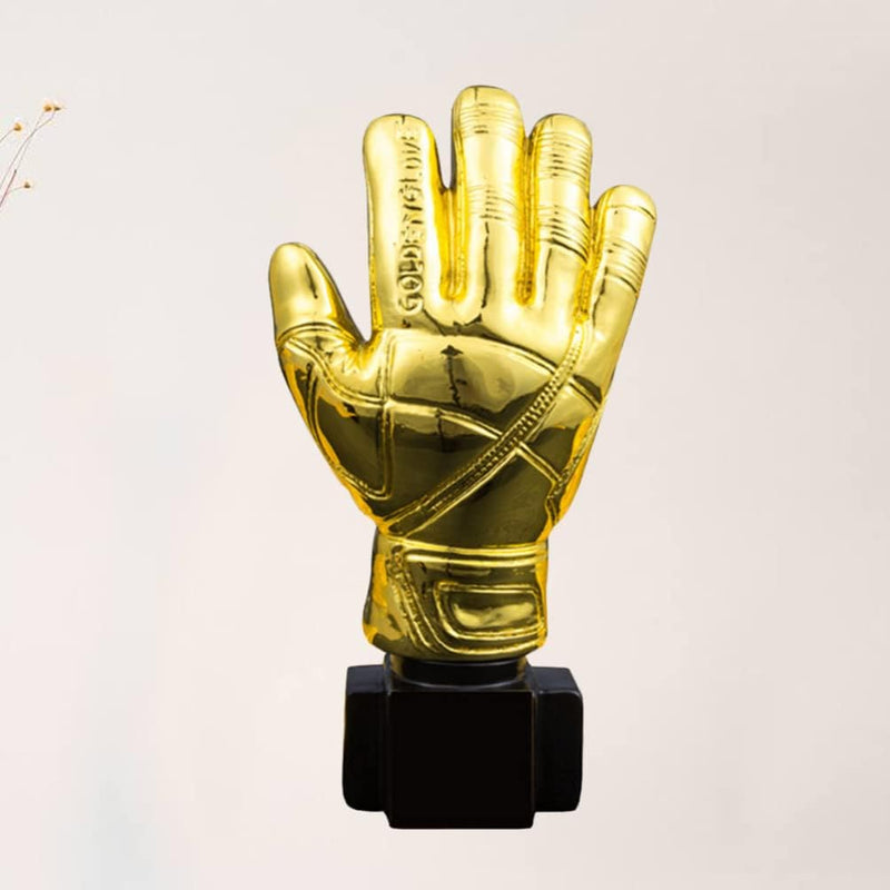 HOMSFOU Gold Award- Troph?e mit Basis- Torhüter- Plattieren von Harz Goalie Handschuhe Form Fussball