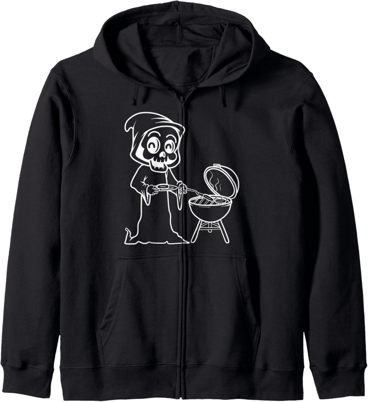 Lustiger Sensenmann-Grillpullover Männer Frauen Kinder Kapuzenjacke