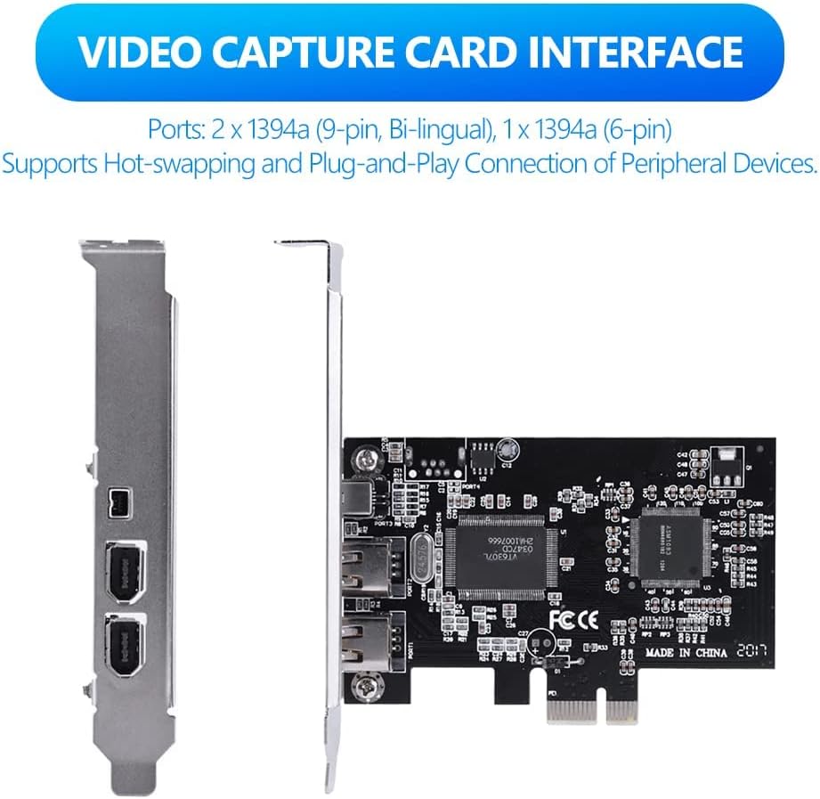 PCI Express Karte, PCI-E PCI Express FireWire 1394a IEEE 1394 Controller Karte mit Firewire Kabel 80