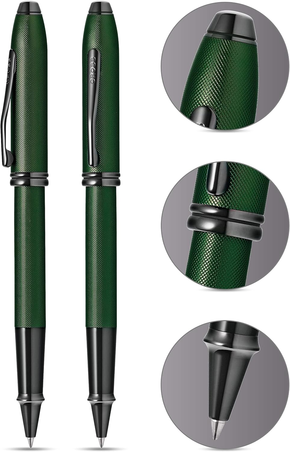 Cross Townsend Rollerball (Strichstärke M, Schreibfarbe: schwarz, inkl. Luxus Geschenkbox) Grün stru