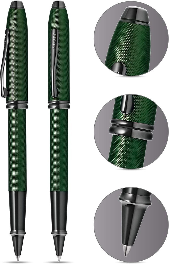 Cross Townsend Rollerball (Strichstärke M, Schreibfarbe: schwarz, inkl. Luxus Geschenkbox) Grün stru