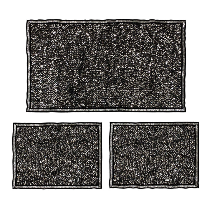 Nada Home Komplettes Deckchen und Tischläufer-Set 3-teilig Renato Balestra Dekorative Strass 3971 Ei