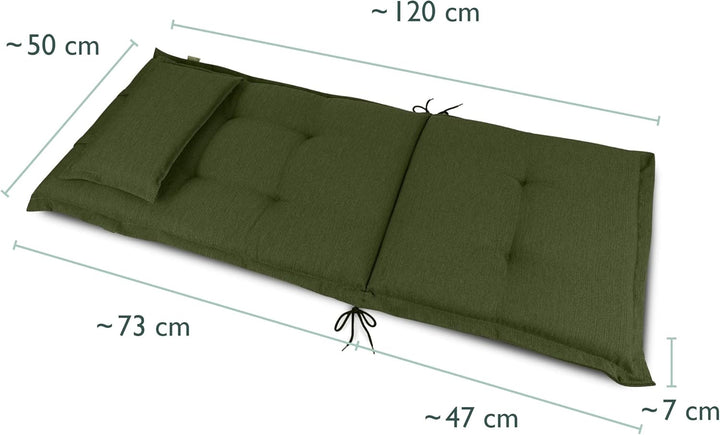 Beautissu 2er Set Premium Gartenstuhlauflage Hochlehner 120x50x7cm Dicke Polster Gartenstuhlauflage
