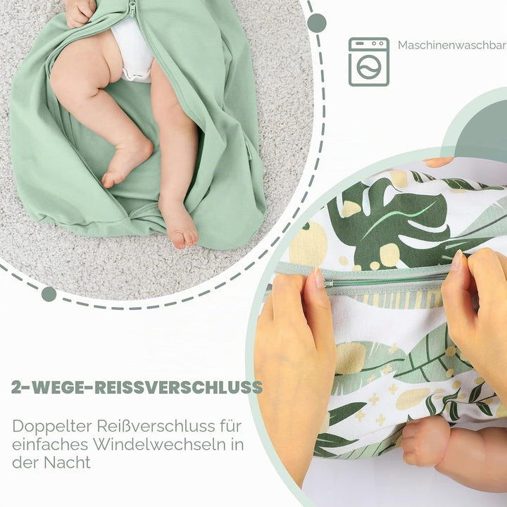 Yoofoss Schlafsack Baby Sommer 0.5 Tog - 2er Pack 67cm/0-6 Monate 100% Baumwolle Sommerschlafsack Ba