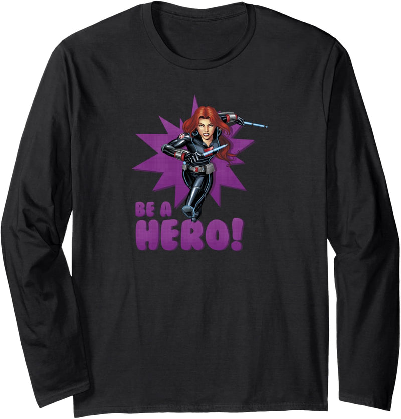 Marvel Black Widow Be A Hero Dotted Pop Art Langarmshirt
