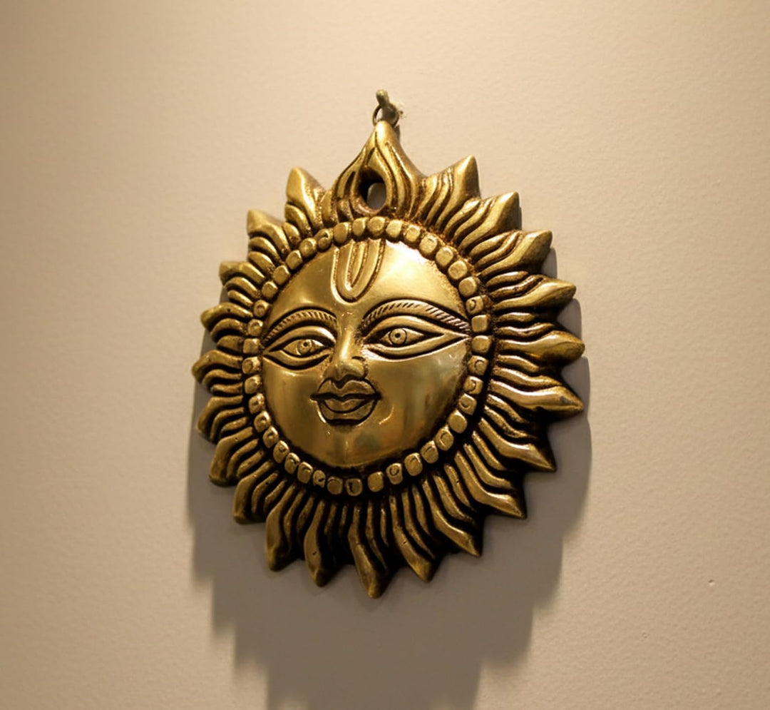 eSplanade - Brass Sun Wall Decor - Beautiful Sun (Surya) Face Murti Idol Statue Sculpture Wall Hangi
