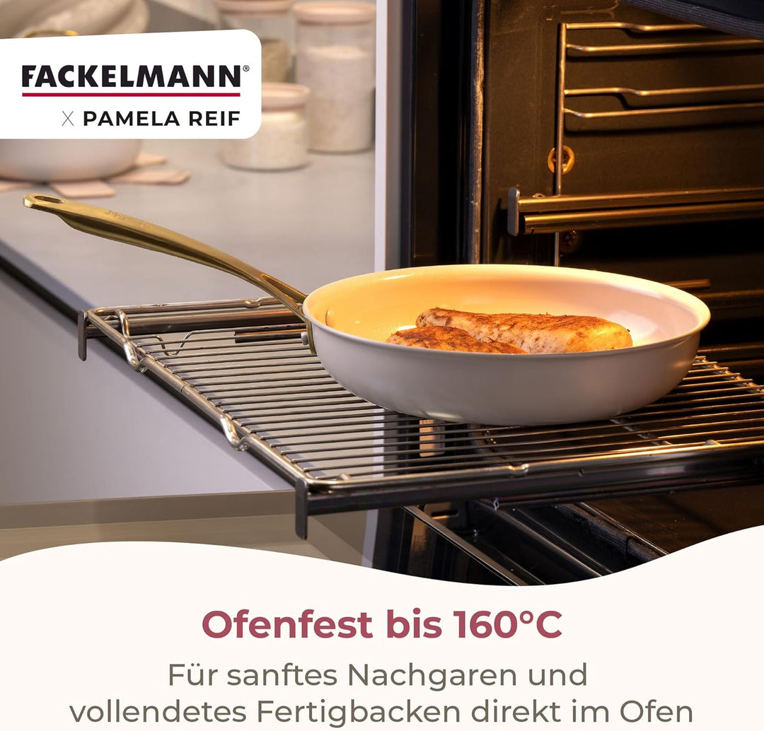 FACKELMANN x Pamela Reif Bratpfannen-Set 2-tlg Ø 24-28 cm – Stilvolle Pfannen aus recyceltem Alumini