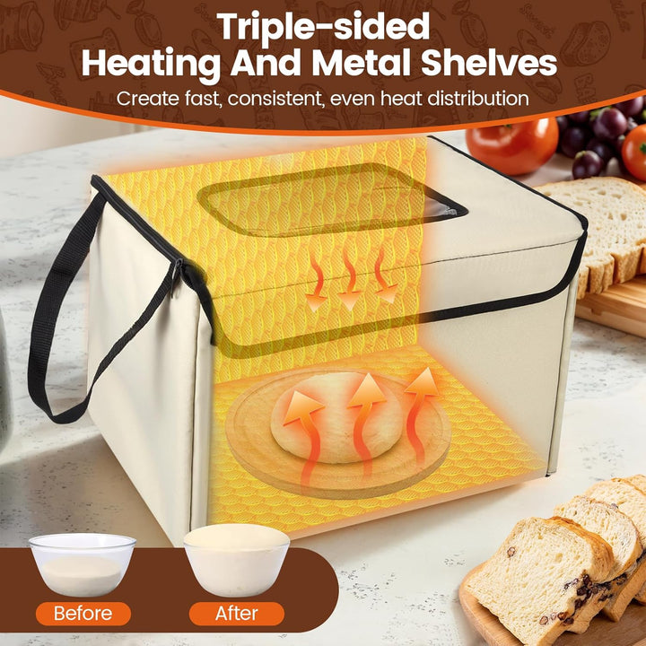 Brot Gärbox Sauerteig mit Heizung, Faltbare Brot Gärschrank Einstellbare Temperatur & Timer, Teiggär