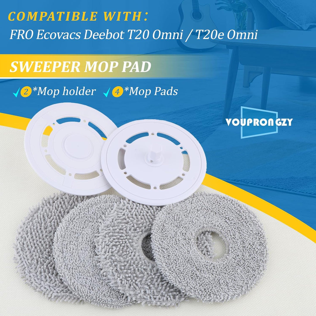 Wischtücher mit Wischplatten für Ecovacs Deebot T20 Omni/T20e Omni Wischmopp Wischpad Wischtücher mi