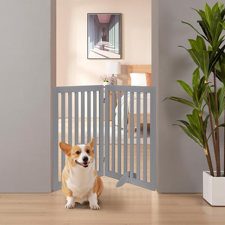 unipaws 91 cm hohes freistehendes Absperrgitter für Hunde und Katzen aus Holz, faltbar und erweiterb