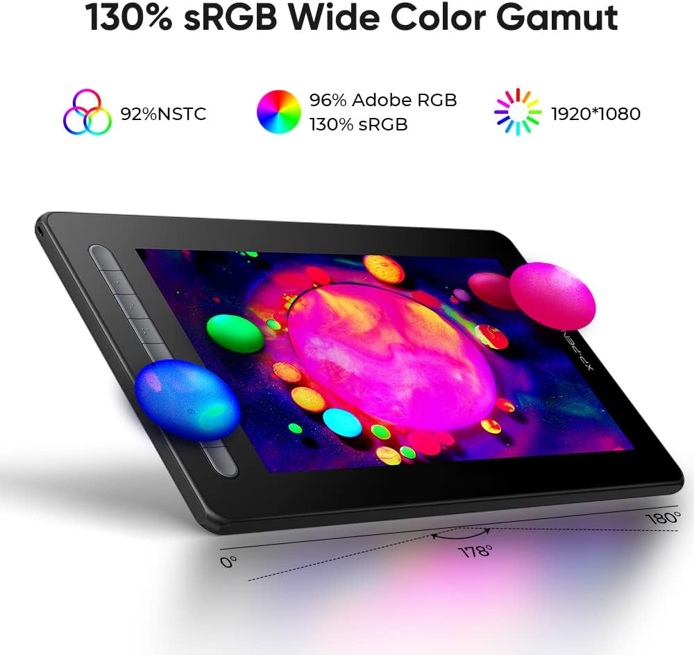XPPen Artist 13 2 Gen. Grafiktablett, 13,3 Zoll Stift Display, 127% sRGB Farbraum, X3 Smart-Chip Sti