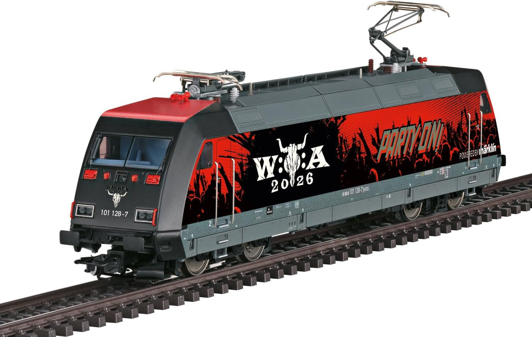 Märklin 39476 Elektrolokomotive BR 101 W:O:A Wacken Design Spur H0 – Sammler Lok für Hard Rock &amp; Met