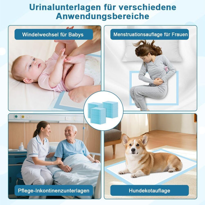 50 Stück Einweg-Windelunterlagen Baby 5x60cm, Wasserdicht &amp; 7-lagig saugstarke Inkontinenzunterlage,