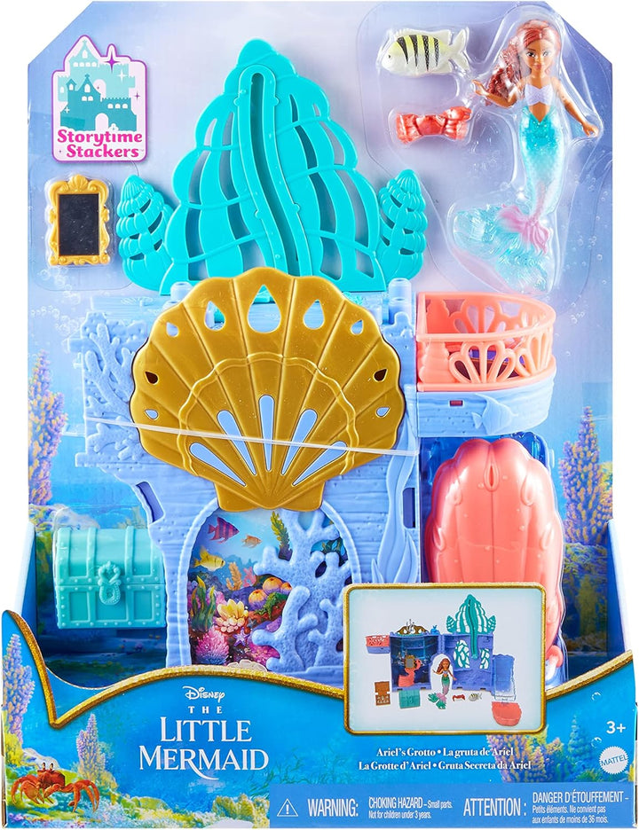 Mattel DISNEY Storytime Stackers - Spielset "Arielles Grotte" mit stapelbarem Puppenhaus, kleiner Me
