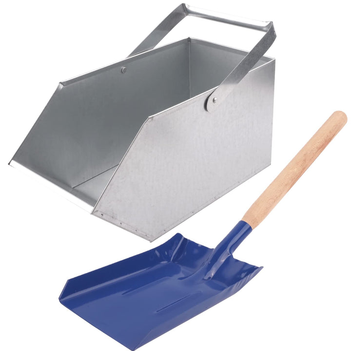 BAUSTER® Set Aschekasten Verzinkt + Metallschaufel für Kamin und Ofen Kohlenkasten/Aschebehälter Bri
